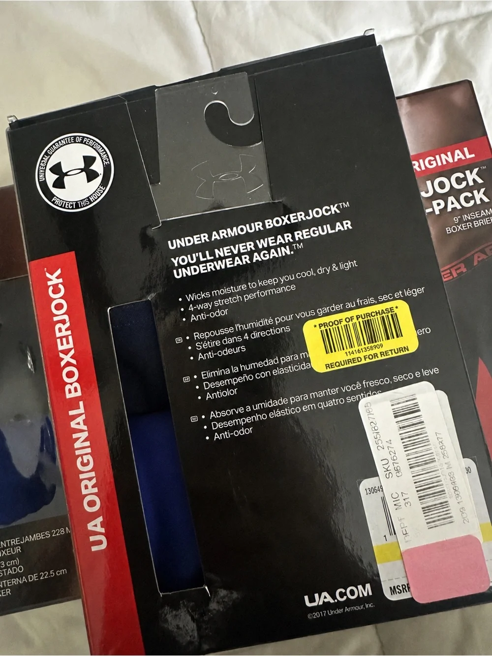 Under Armour Original BoxerJock 2-Pack 9” Boxer Briefs Blue/Black NWT Size M (2)